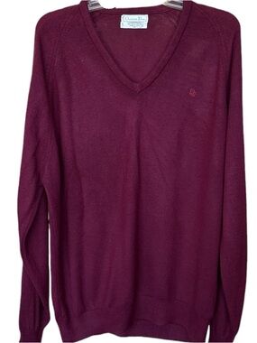 Christian Dior Vintage V-Neck Sweater Burgundy